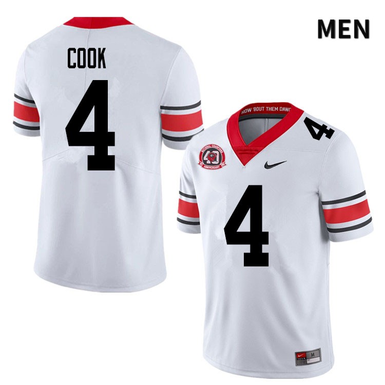 Georgia Bulldogs Men's James Cook #4 White 2020 1980 National Champions 40th Anniversary Stitched College UGA Football Jersey 23FX010YP